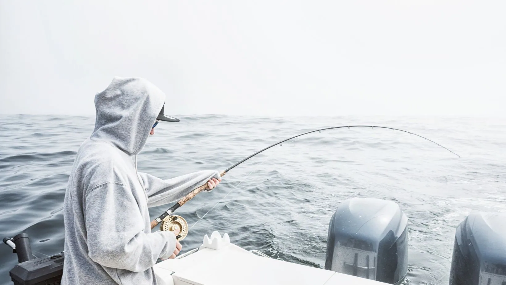 Fishing boat travelling across open water